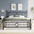 thumbnail image 2 of Einfach King Size Heavy Metal Bed with Vintage Headboard Pattern, Black, 2 of 7