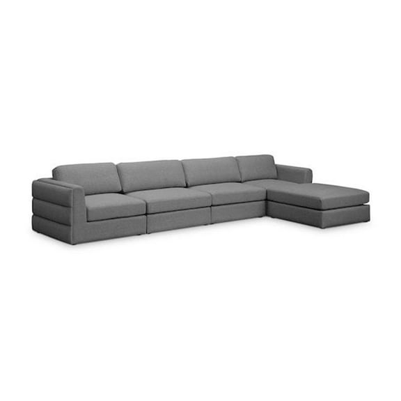 Meridian Furniture Beckham Grey Durable Linen Textured Fabric Modular Sectional