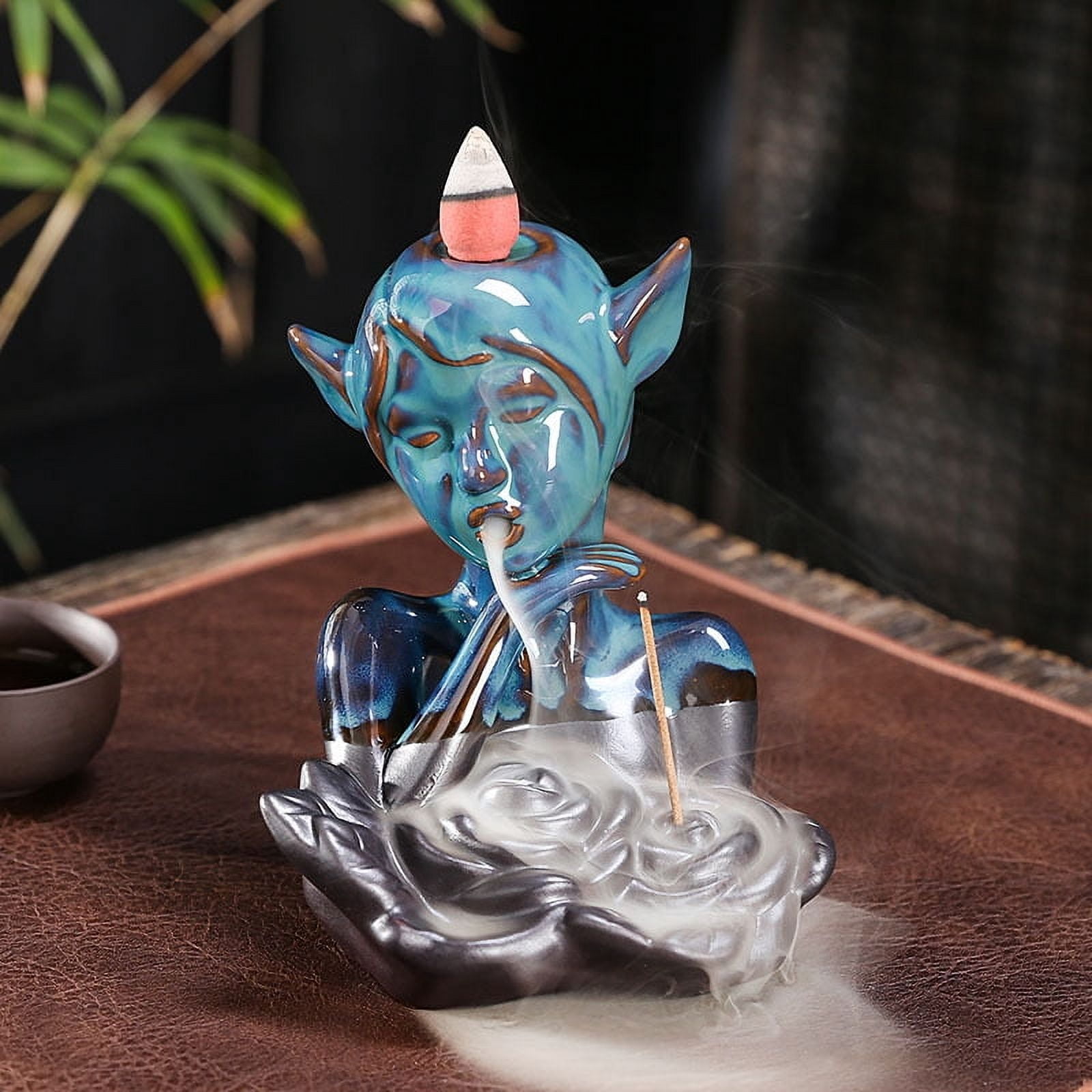 Creative Elf Incense Burner Ornaments Smoke Backflow Incense Holder Ceramic Sandalwood Burner Path Home Temple Yoga Room Home Decor