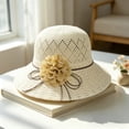thumbnail image 2 of AirLoni Wide Brim Sun hat Hollow Out Woven Sunshade Hat Soft Breathable Flexible Big Brimmed Fisherman Hat Washable Vacation Travel Outdoor Hat Bucket Hat Beige,One Size, 2 of 3