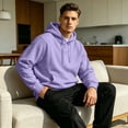 thumbnail image 6 of Hearthz Mens Hoodie Dropp Shoulder Long Sleeve Mens Hoodie Sweatshirt Streetwear Oversized Winter Mens Sweatshirts with Pocket Light Purple XXXL, 6 of 6