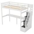 thumbnail image 3 of Twin Size Loft Bed with 3 Storage Staircase and Built-in Desk,Solid Wood Loft Bed Frame with Storage Ladder and Full Length Guardrail,Multifuctional Loft Bed for Boys and Girls,White, 3 of 7
