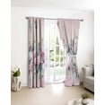 thumbnail image 5 of Ombre Pink Rose Butterfly Blackout Curtains for Bedroom Living Room, Vintage Flowers 45 In Long Thermal Insulated Room Darkening Drapes Grommet Window Treatments, 52 x 45 In, 5 of 9