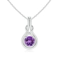 thumbnail image 1 of Angara Collier en Améthyste Naturelle - Pendentif Solitaire en Améthyste Ronde 1,15 ct Nœud Infini en Platine pour Femmes, 1 of 8