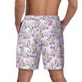 thumbnail image 3 of Kdxio Purple Rabbit Print Men's Swim Trunks with Compression Liner 7 Inch Inseam Quick Dry Swim Shorts, 3 of 7