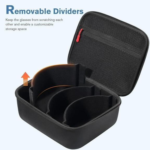 Large Hard  for Ski Goggles with  Lens Storage - Black