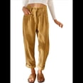 thumbnail image 3 of Pantalones Casuales de Cintura Alta y Pierna Recta para Mujer, Holgados y Cómodos, con Bolsillos Caqui S, 3 of 6