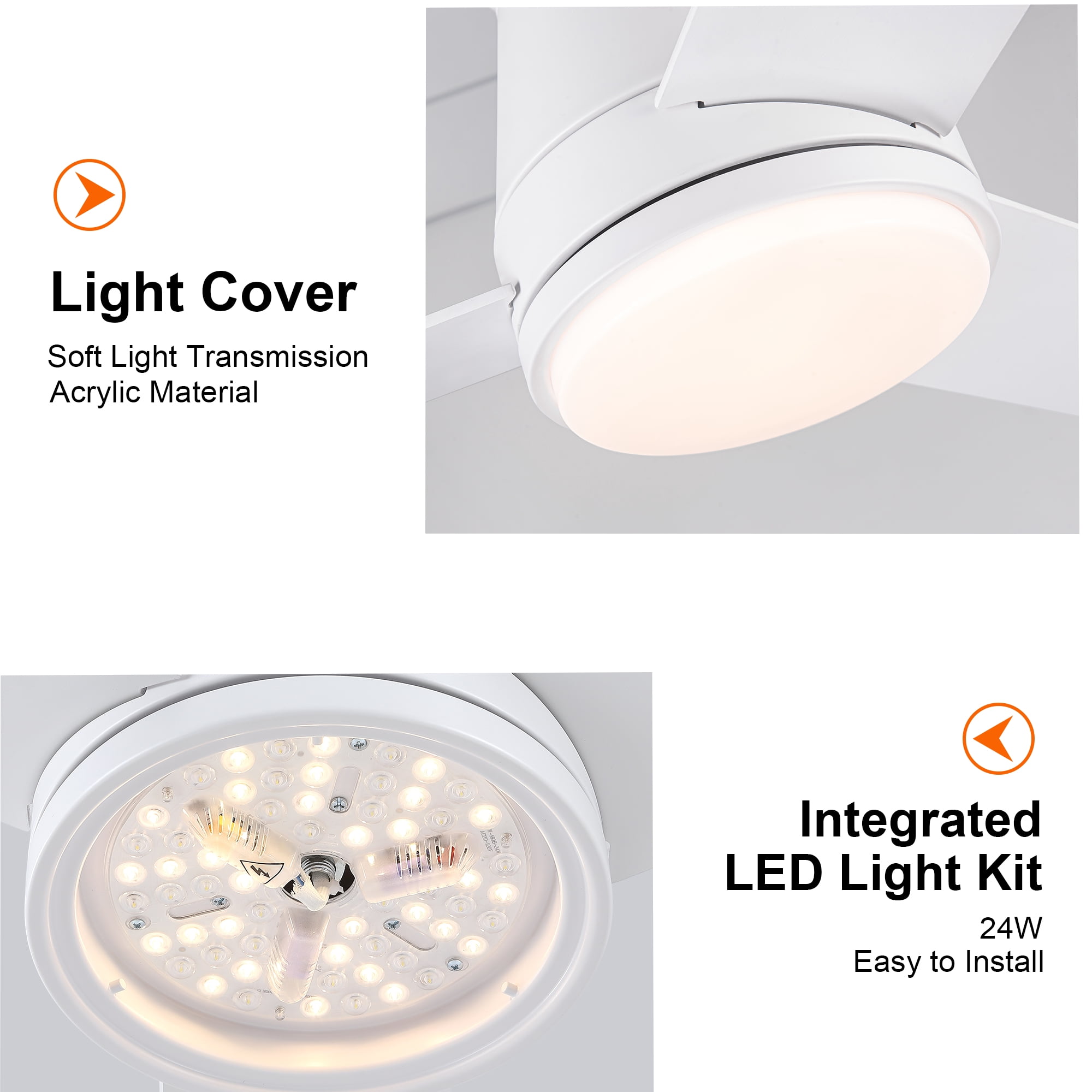 Wellspeed 48 in. Indoor Matte White Low Profile Ceiling Fan with 3 Blades and DC Motor