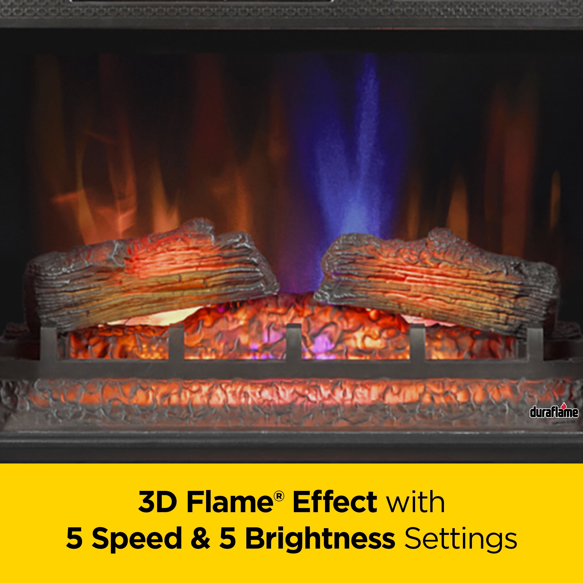 duraflame® Electric Fireplace TV Stand with Modern LED Accent Lighting and Remote, Black