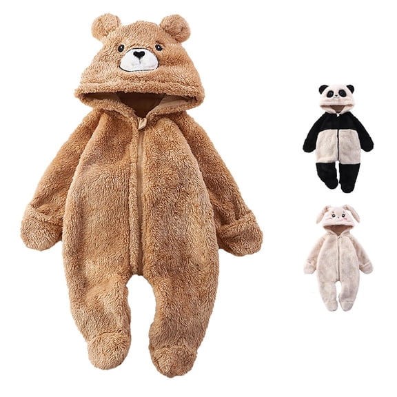 TBWNWG Baby Panda Romper Outfit Suit Fold Over Mittens Footies Winter Snowsuit Clothes Hooded Jumpsuit for Boys,Sizes 9-12 Months
