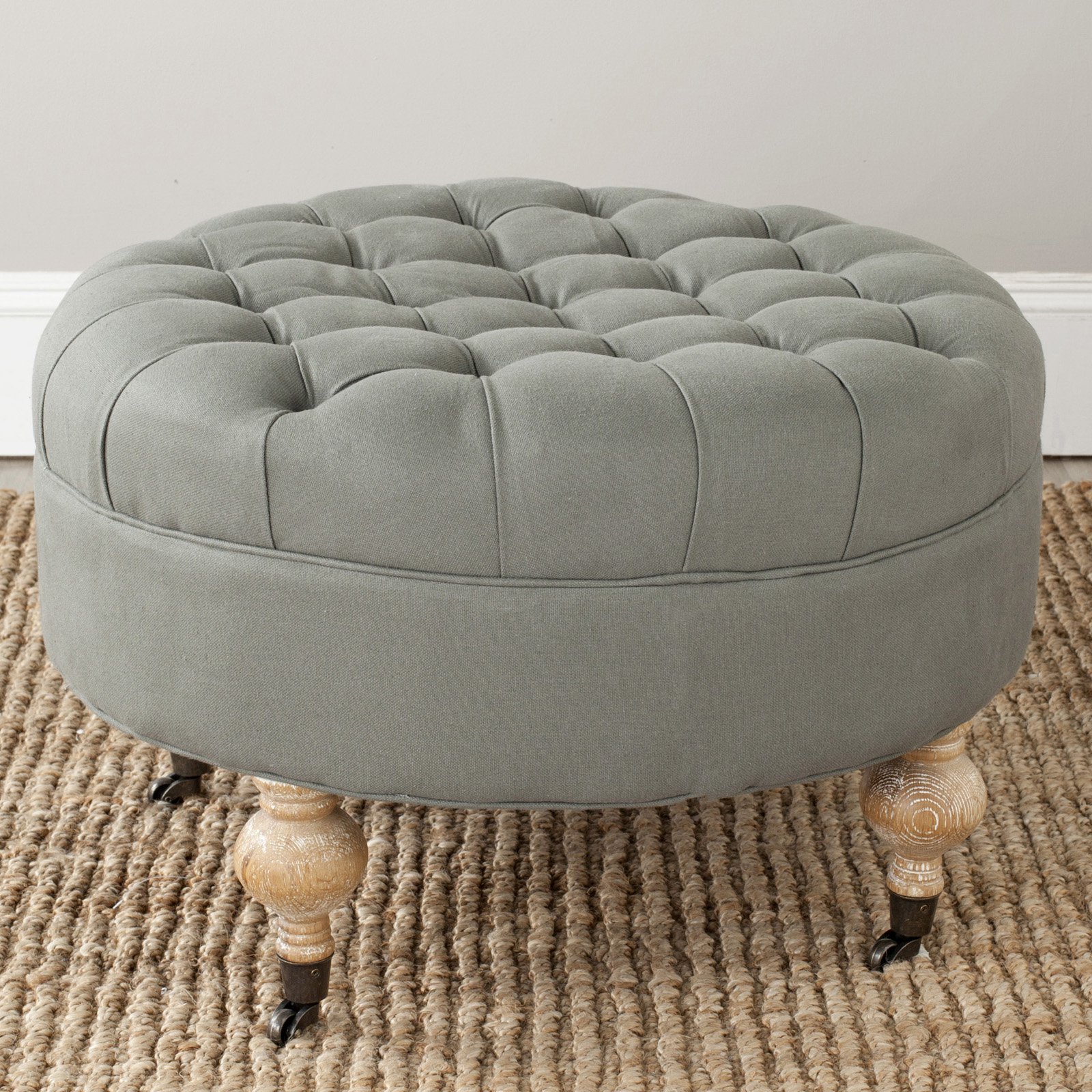 Safavieh Clara Classic Rustic Tufted Round Ottoman with Casters - image 2 of 2