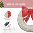 thumbnail image 4 of Cvortll 35in Pre-Lit Outdoor Christmas Wreath Decoration, LED Metal Holiday Decor Christmas Wreaths for Front Door, w/ 90 Lights, Bow - White & Red, 4 of 9
