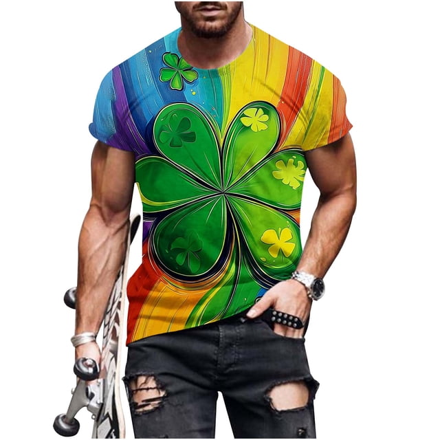 Mens Camisetas Casual Cuello Redondo Impresión Manga Corta Gimnasio Suéter Deportes Verano Superior