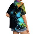 thumbnail image 5 of Stralyhd Womens Shirts Summer Short Sleeve Button Up Paint Splash Print Tops Beach Vacation Basic Shirts Oversized Comfy Y2k Blouse Green L, 5 of 5