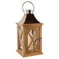 thumbnail image 1 of Lumabase 95101 Wooden Lantern with LED Candle, Brown & Copper, 1 of 5