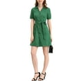 thumbnail image 5 of Allegra K Women's Button Front A-Line Puff Sleeve Solid Above Knee Shirt Dress, 5 of 6