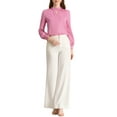 thumbnail image 3 of INSPIRE CHIC Women's Stand Collar Pleated Button Keyhole Button Blouse M Rose Pink, 3 of 8