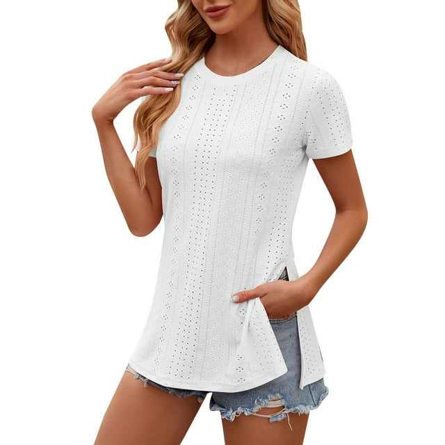SZXZYGS T-Shirts Graphiques pour Femmes Mode 2024 Haut Décontracté Col Rond T-Shirts Été Manches Courtes Décontracté Ample T-Shirts Haut Été 2024
