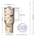 thumbnail image 2 of OBREWU Pugs and Flowers Tumbler with Handle and Lid,Pugs and Flowers 40oz Double Wall Vacuum Insulated Tumbler,Cups Gift for Women and Men, 2 of 7