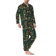 thumbnail image 2 of Fotbe Hawaiian Tribal Mask Pattern Long Sleeve Pajama Set for Men,Sleepwear Set,2-piece Loungewear Set,Soft PJs Comfy Nightwear with Pockets-Medium, 2 of 7
