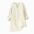 thumbnail image 4 of Paguaki Womens Tops V Neck Mid Length Sleeve Top Summer Top for Women Dressy Casual Solid Color Casual Blouse Shirt Top, 4 of 7