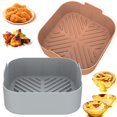 thumbnail image 3 of 2 Pcs Pot en Silicone pour Friteuse à Air Chaud avec Poignée, Doublure Réutilisable pour Friteuse à Air, Panier en Silicone Résistant à la Chaleur pour Friteuse à Air, Moule à Pâtisserie Carré, Accessoires pour Friteuse à Air, Doublures pour Four à Friteuse à Air, Micro-Ondes, 3 of 5