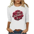 thumbnail image 1 of FMFYFH Hauts de la Saint-Valentin à Manches 3/4 pour Femmes, T-Shirts à Col Rond, Tunique Ample Décontractée, 1 of 5