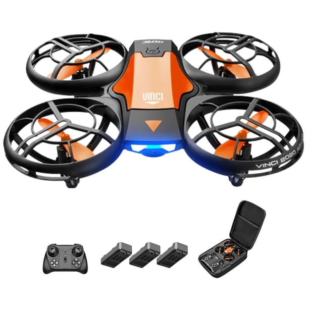 Mini Drone Con Cámara 720P Cuadricóptero RC Manual Con 3 Baterías (naranja)