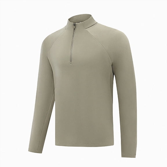 ZIXKCGDSE Quarter Zip Pullover Men Long Sleeve Shirts Fitness Sports Workout Gym Athletic Tee Size XL