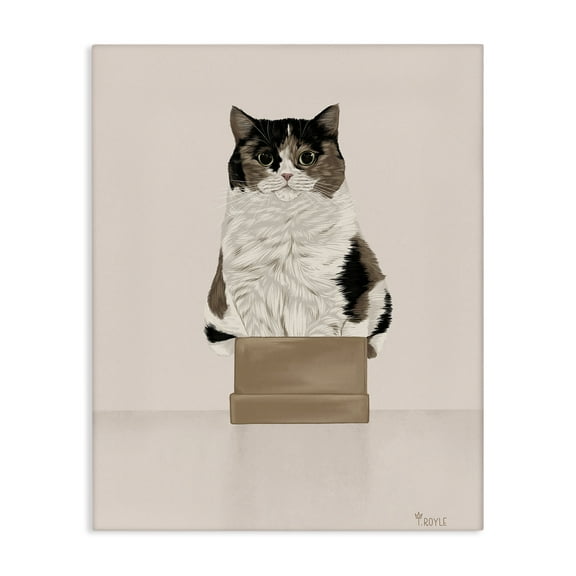 Stupell Industries Cat in Cardboard Box Animals & Insects Painting Gallery Wrapped Canvas Art Print Wall Art, 16 x 20