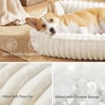 thumbnail image 3 of Exclusivo Mezcla Ribbed Plush Cuddler Dog Bed, 20"×16" Calming Pet Bed with Non-Slip Bottom for Small Dogs, Ivory, 3 of 7