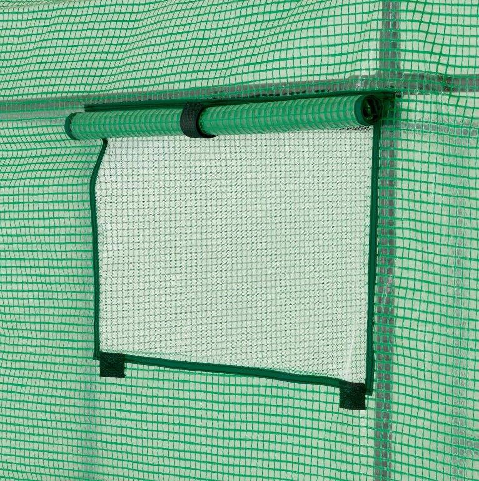 Machrus Ogrow Deluxe Walk-In Greenhouse with 2 Tiers and 12 Shelves - Green Cover