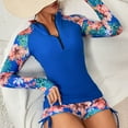 thumbnail image 3 of Women Sexy Long Sleeve Surf Wear Sunscreen One-Pice Bandage Leaf Print Slimming Swimwear Ladies Sexy Bathing Suit Female Attractive Swim Dress Bikini Beachwear Underwire Swimsuit, 3 of 7