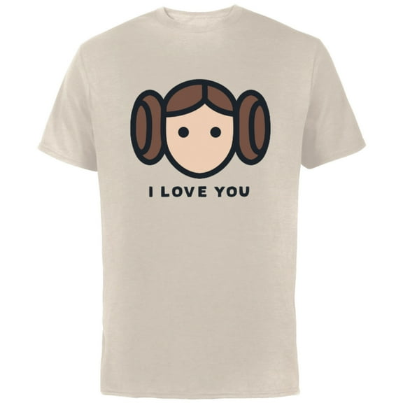 Star Wars Cartoon Princess Leia I Love You - Short Sleeve Cotton T-Shirt for Adults - Customized-Natural