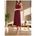 thumbnail image 5 of Burgundy Womens Square Neck Tie-Shoulder Midi Dress With Side Slit For Wedding Guest Or Party, 5 of 5