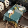 thumbnail image 2 of Teal Gold Wave Marble Pattern Rectangle Tablecloth 60"x102",Waterproof Polyester Rectangle Table Cloth, Wipeable Spillproof Polyester Tablecloth for Dining, Camping, Indoor and Outdoor, 2 of 6