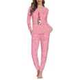 thumbnail image 2 of Renewold Size XS Women Casual Nithtwear Top & Pants Bottom with Pockets Elf Hearts Long Sleeve Sleepwear Soft Pj Set of 2 Christmas Family Pajamas Matching Sets,Pink, 2 of 5