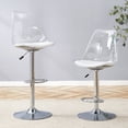 thumbnail image 4 of Hi loPres Set of 2 Modern Adjustable Swivel Bar Stools, Clear Backrest with Silver Metal Base Counter Height Kitchen Island Chairs, 4 of 8
