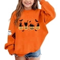 thumbnail image 5 of Qingpeng Kids Halloween Cats on Pumpkins Sweatshirt Crewneck Long Sleeve Top with Ghost Sleeve Graphic, 5 of 8