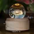thumbnail image 4 of Labymos Crystal Ball Wooden Base Rotary Music Box Projection Function Night Light Birthday Gift, 4 of 8