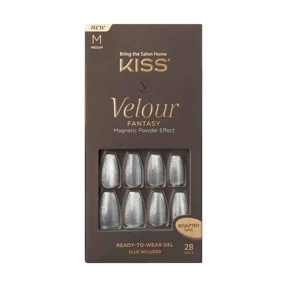 KISS Velour Fantasy Ready-To-Wear Sculpted Gel Nails, ‘Celebrity’, 28 Count