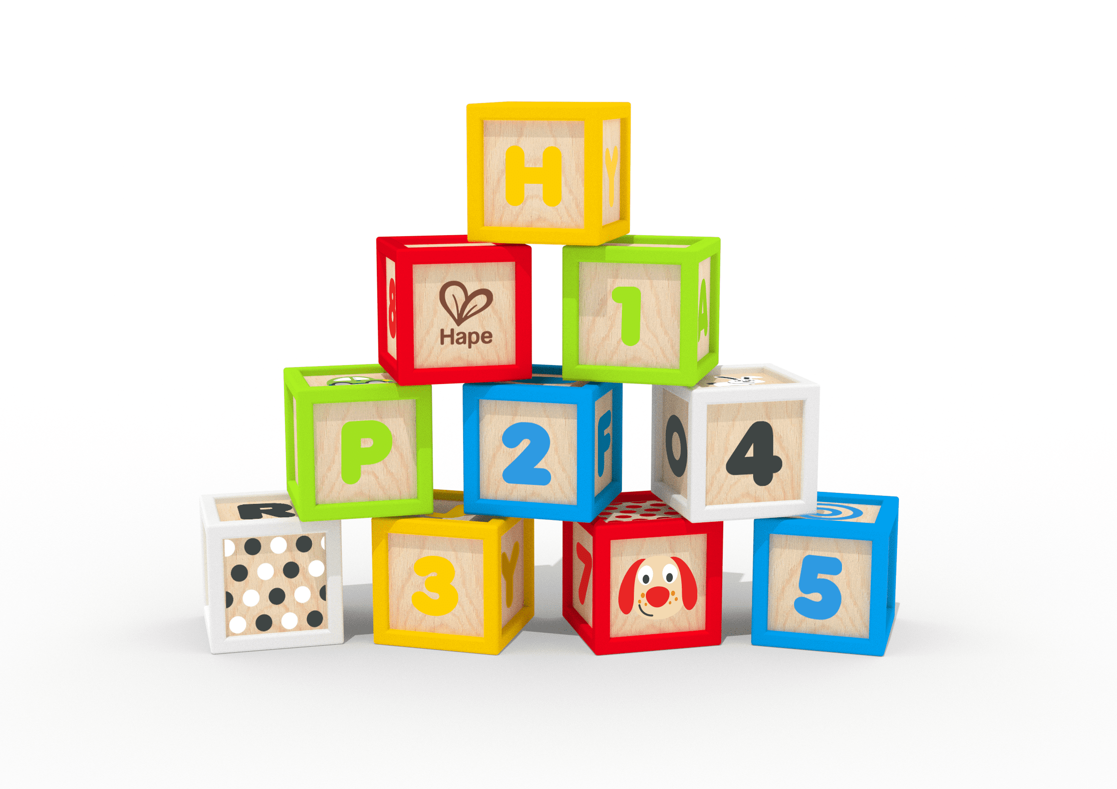 Hape Stacking ABC/123 Blocks Learning and Education Infant Toy Stack Silicone & Wood Blocks