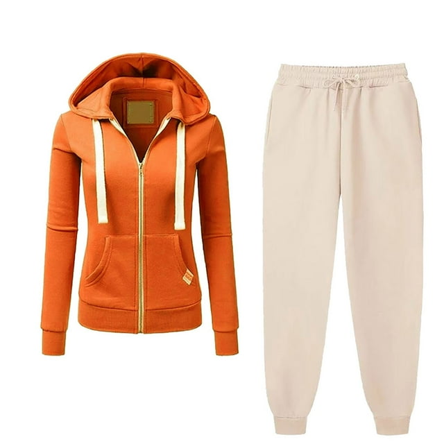 Besolor Ensemble Tendance Automne 2 Pcs Survêtements Décontractés Jogging Sweat à Capuche Pantalon Assorti