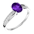 thumbnail image 2 of SuperJeweler 1 1/2 Carat Oval Shape Amethyst and Diamond Ring In Sterling Silver For Women, 2 of 6