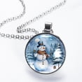 thumbnail image 2 of Snowman Stunning Glass Circular Pendant Necklace – Elegant Jewelry Piece for Women, 2 of 5