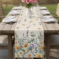 thumbnail image 4 of Floral Eucalyptus Leaves Table Runner - 36 Inch Long Daisy Summer Botanical Rustic Cotton and Linen Blended Dress Scarves Farmhouse Table Runner for Kitchen Dining, Coffee Table, 13" x 36", 4 of 8