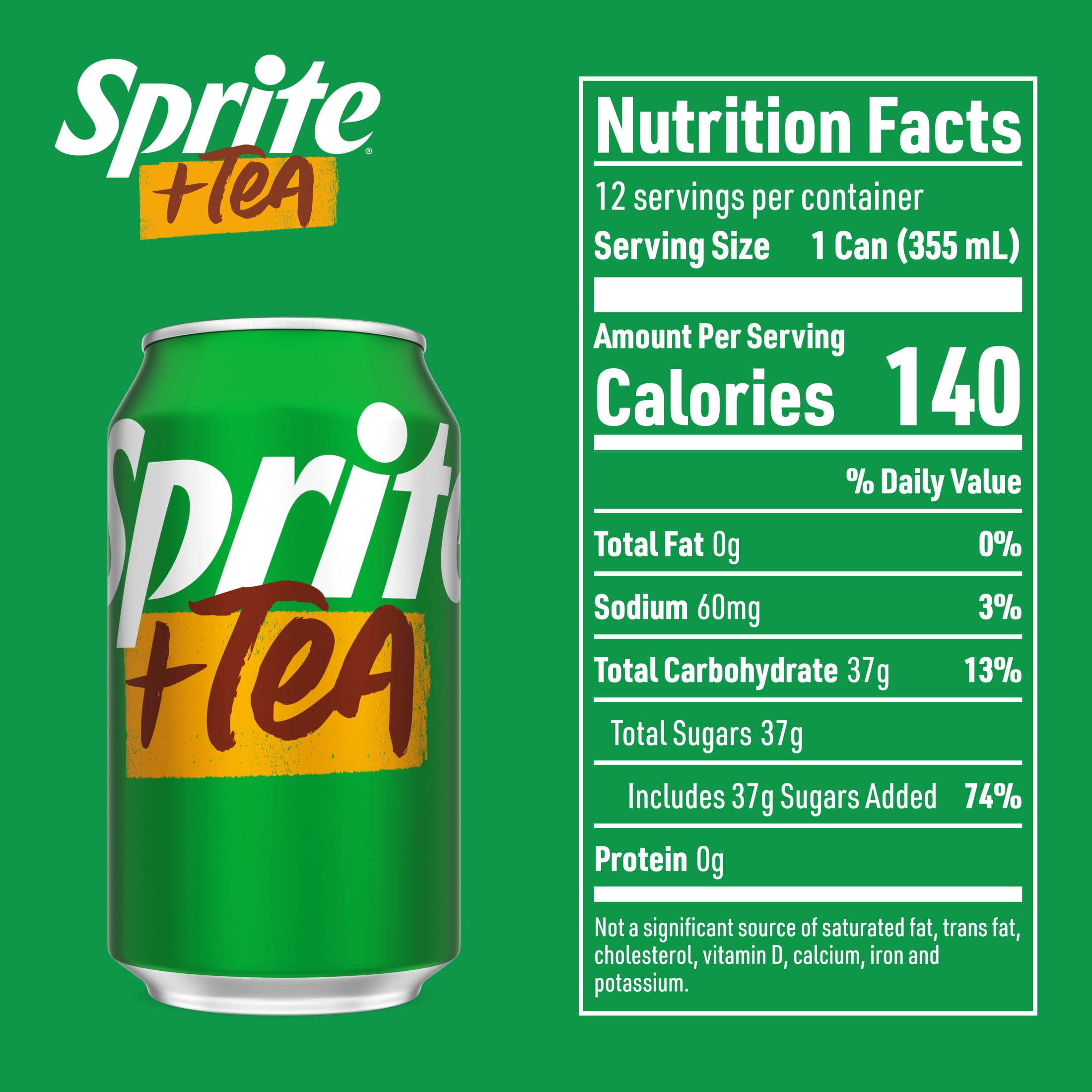 Sprite + Tea, Lemon-Lime and Tea Flavored Soda , 12 fl oz, 12 pack