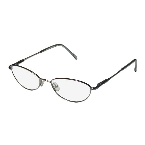 NEW D&A REMBRANT WOMENS/LADIES DESIGNER FULL-RIM GUNMETAL / BLUE LIGHT WEIGHT POPULAR SHAPE HIP FRAME DEMO LENSES 51-17-135 SPRING HINGES EYEGLASSES/SPECTACLES