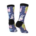 Goofa Cartoon Rabbit Printed Men's Crew Socks, Soft Durable Breathable