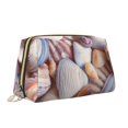 thumbnail image 2 of Naloa Sea Shells Leather Makeup Bag for Purse Travel, Portable Small Cosmetic Organizer for Women and Girls, Make up Bag with Zipper, 2 of 8